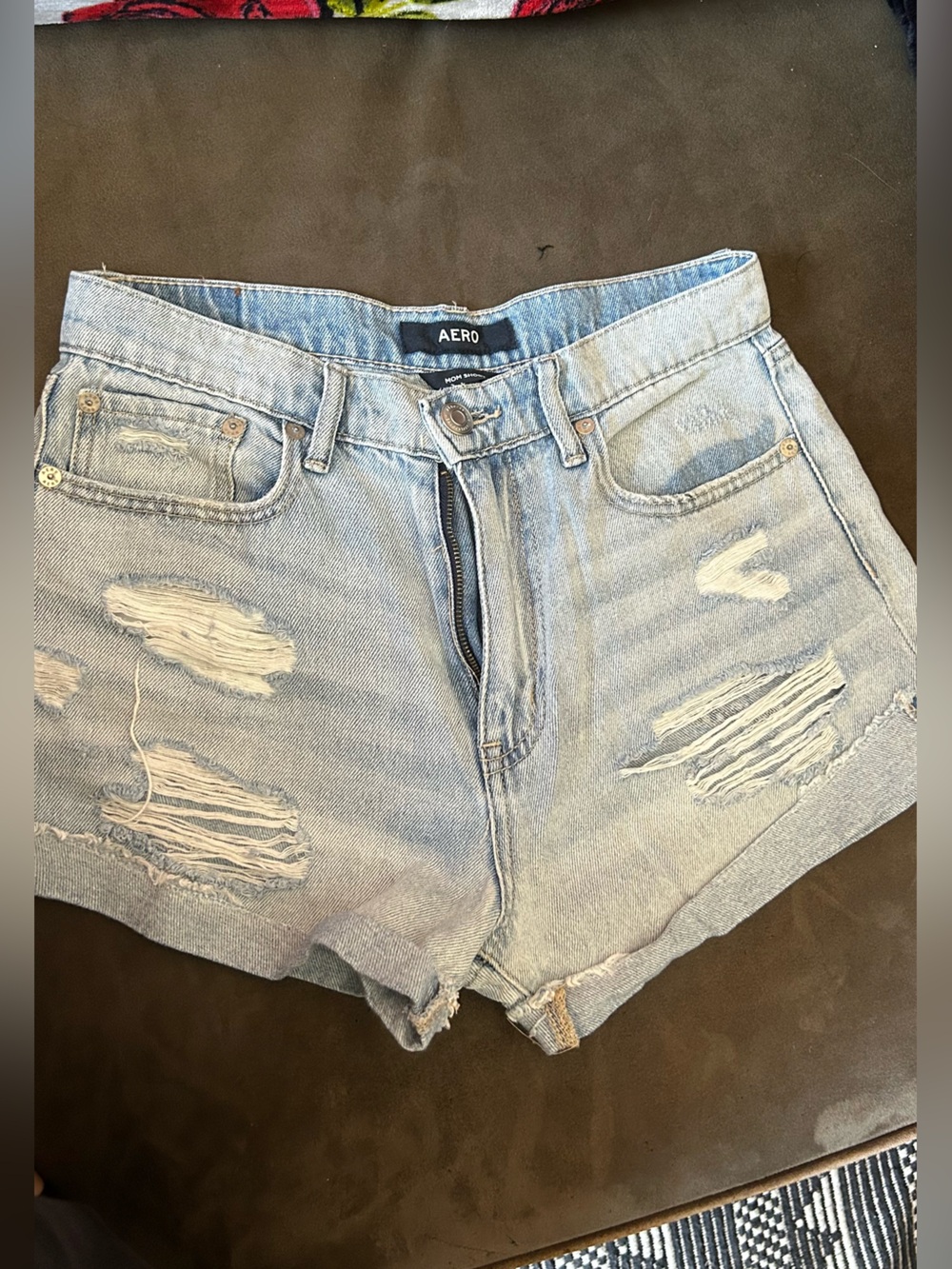 Aeropostale Light Blue Distressed Denim Jean Shorts